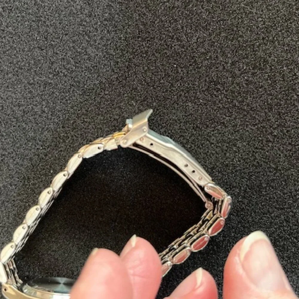 WALLACE MUROYA | Silver & Gold tone linked strap watch EUC-NEW battery